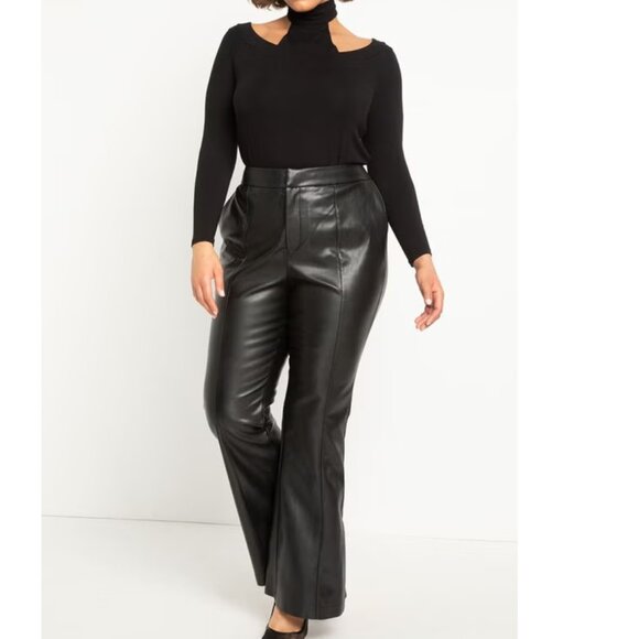 Eloquii Pants - Eloquii Black Faux Leather Flare Leg Trouser Pants Size 18